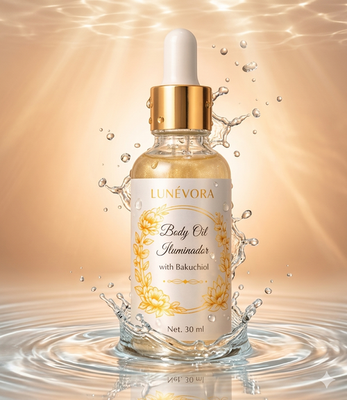 Lunévora Body Oil Iluminador with Bakuchiol 30ml - Radiant Skin Enhancer for a Glowing Complexion